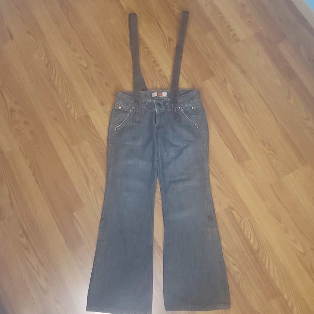 Womens Old Navy 6 pants denim jeans suspenders